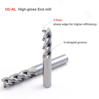 کاربید U-Groove End Mill برای آلومینیوم 3 فلوت DLC پوشش داده شده